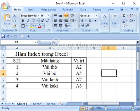 Index függvény Excelben: Képlet és használat