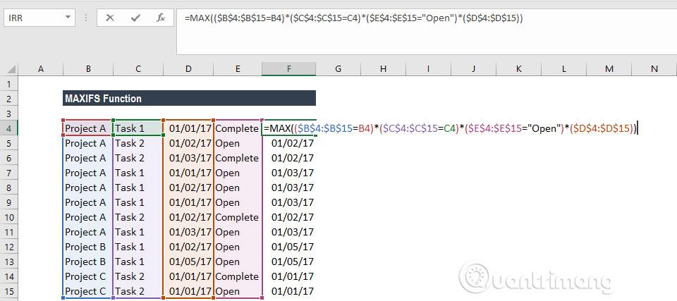 A MAXIFS függvény használata az Excel 2016-ban
