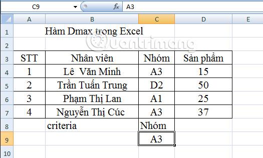 Návod na použitie funkcie Dmax v Exceli