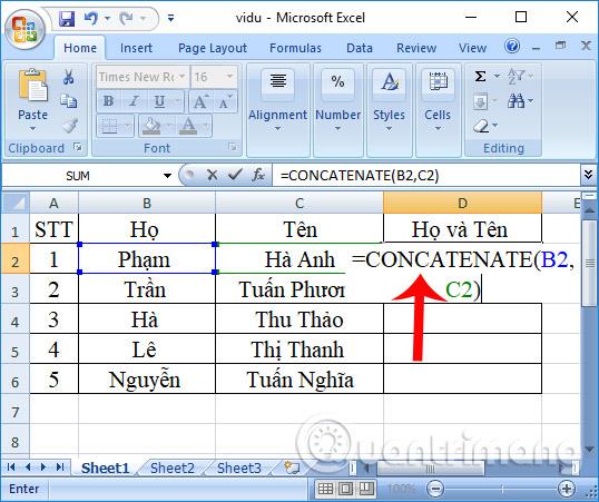 Ako používať funkciu CONCATENATE v Exceli