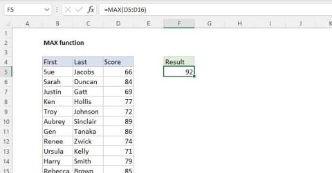 MAX függvény Excelben