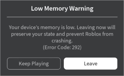 6 opráv pre upozornenie Roblox na nedostatok pamäte (kód chyby: 292) na zariadeniach iPhone a iPad