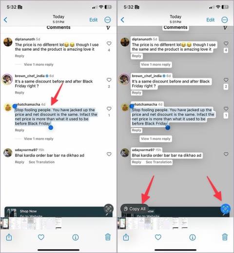 Az Instagram megjegyzések másolása iPhone-on és Androidon