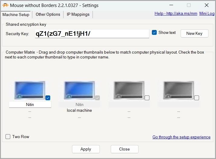 Egy billentyűzet és egy egér használata két Windows PC-vel