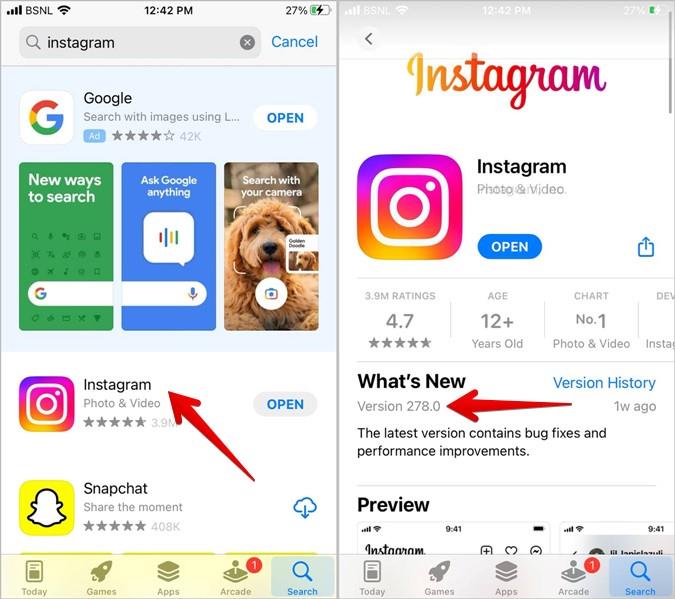 Hogyan ellenőrizheti az Instagram alkalmazás verzióját iPhone-on vagy Androidon, és megtalálhatja a legújabb verziót